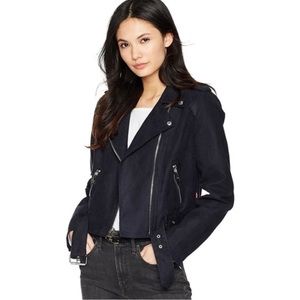 Levi's navy faux suede cropped moto jacket Small